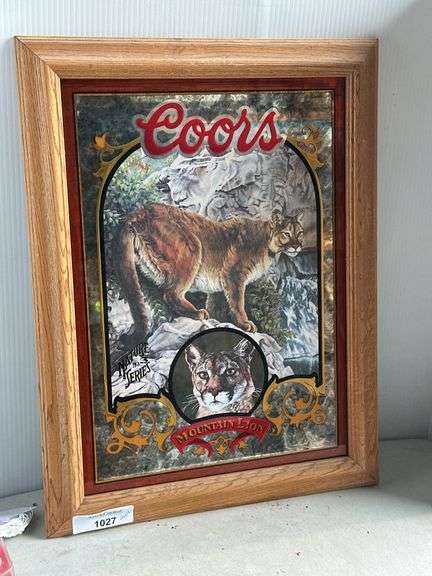 Coors Nature Series No. 3 "Mountain Lion" Framed Mirror Sign image