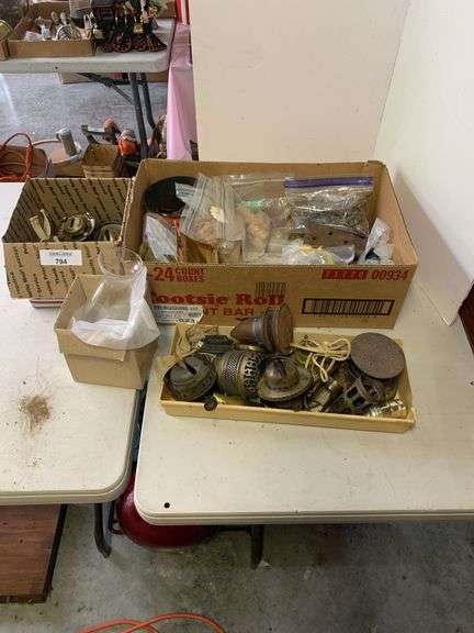 Box Lot of Lamp Parts and Hardware image