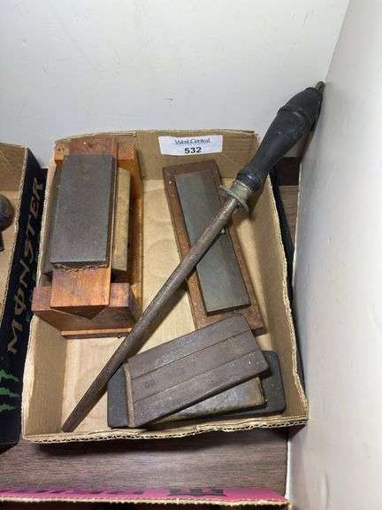 Box of Sharpening Stones and a Honing Steel image
