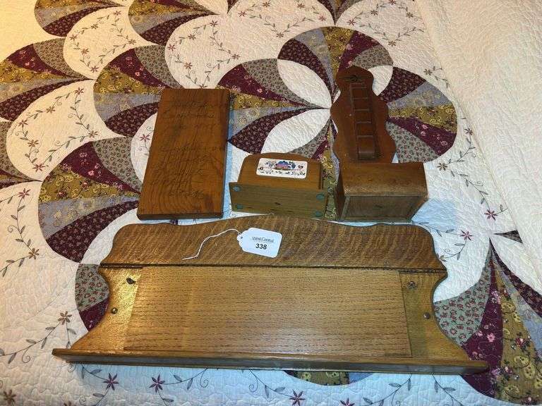Assorted Wooden Desk Organizers & Shelf image