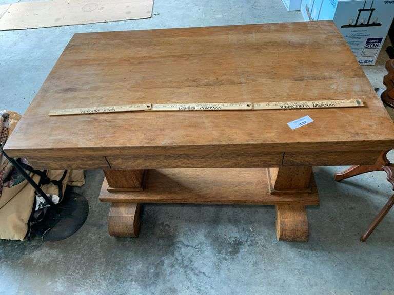 Wood Library Table with Drawer and Lower Shelf image