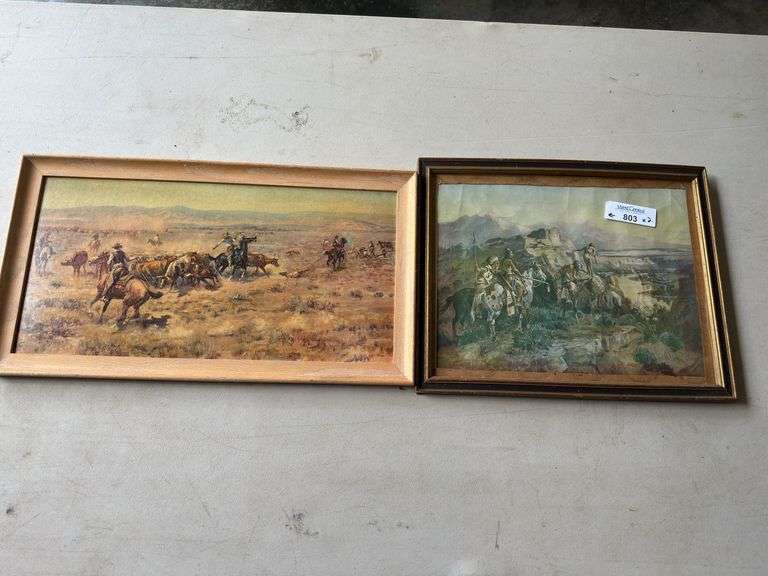 Two Framed Western Art Prints - C.M. Russell and Others image