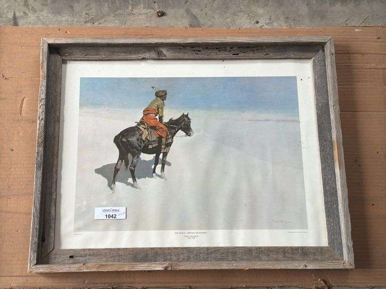 Framed Frederic Remington Print "The Scout: Friends or Enemies" image