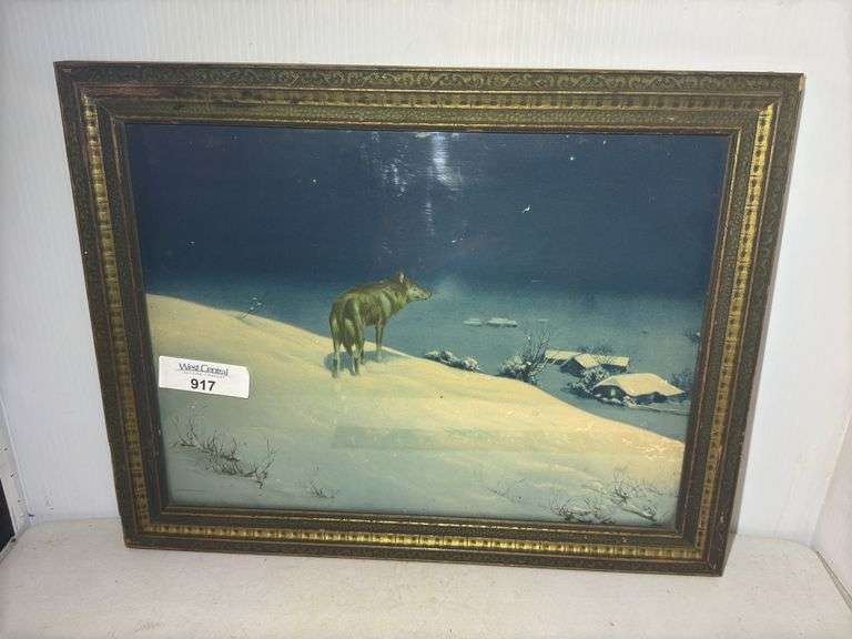 Framed Borin Chicago Winter Wolf Print 1925 image