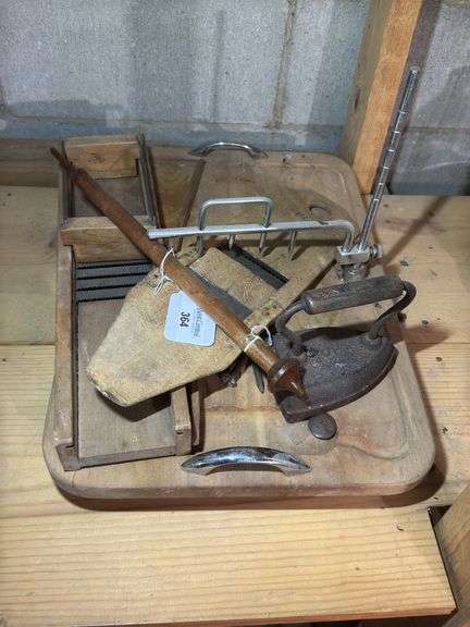 Kitchen and Household Items: Vegetable Slicer, Iron, and misc. image