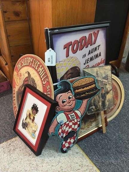 Advertising Signs: Big Boy, Aunt Jemima, Sleepy Eye Mills, Garrett's Snuff image