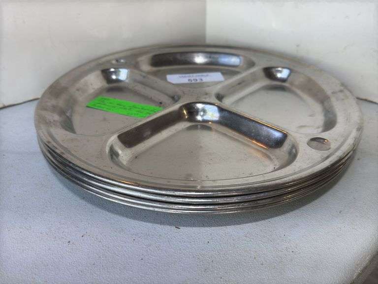 Lot of 4 INFA Stainless Steel Divided Meal Plates image