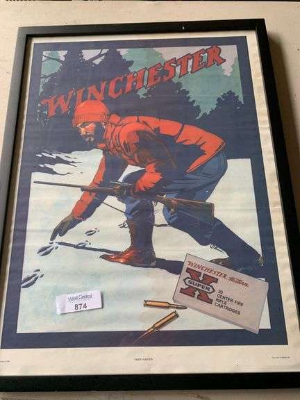 Framed Winchester "Deer Hunter" Advertisement Poster image