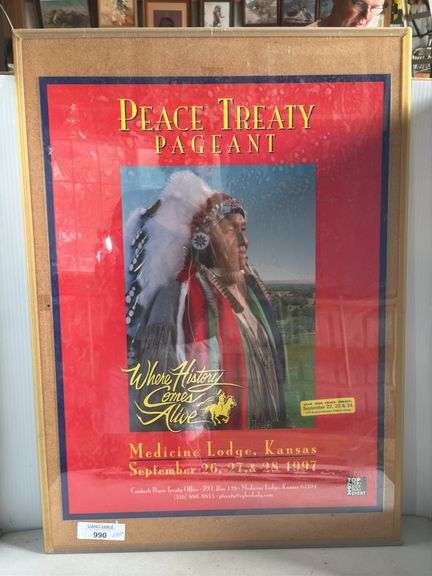 Framed Peace Treaty Pageant Poster, Medicine Lodge Kansas, 1997 image