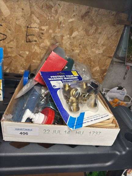 Washing Machine Hose Valves, Power Scraper, Logan Point Driver, and Assorted Items image
