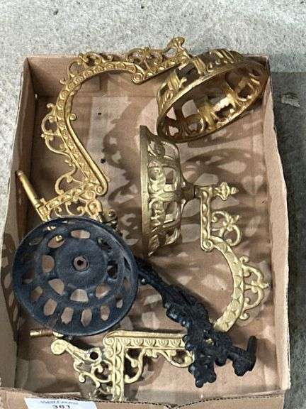 Assorted Ornate Cast Metal Oil Lamp Hangers image