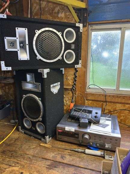 JVC RX-317 Receiver, Dual Speakers, Uniden BC-8XLT Scanner image
