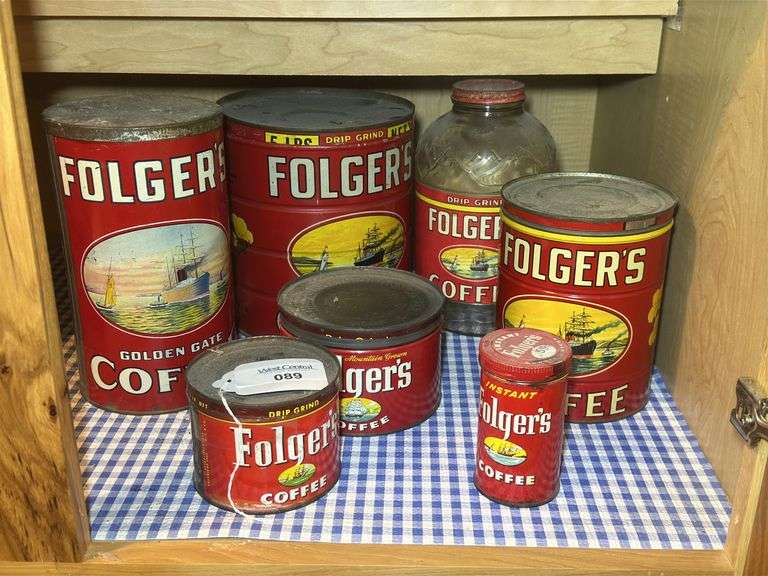 Folger's Coffee Tins and Glass Jar image