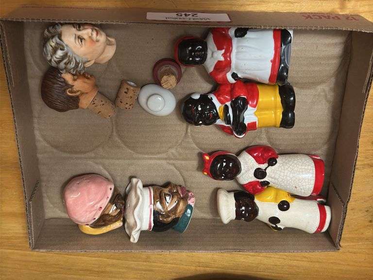 Figural Black Americana Salt and Pepper Shakers and Bottle Stoppers image