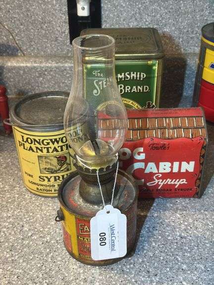 Group of Advertising Tins and Lamp image