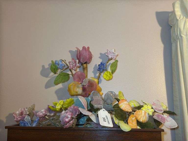 Glass Floral Lamp with Donkey Base, and other glass floral arrangements image