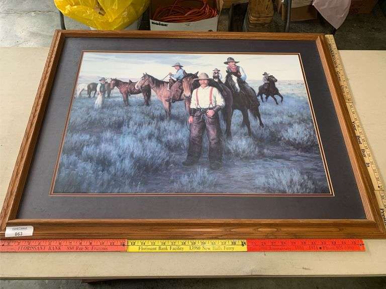 Framed Print "Round Up Wyoming" Cowboy Art image