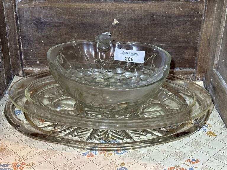 Clear Glass Serving Set: Bowl and Oval Platters image