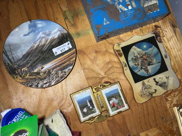 Decorative Plates and Framed Thermometer image