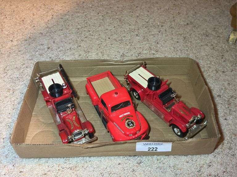 Diecast Fire Trucks Banks and Harley Davidson Fire Truck image