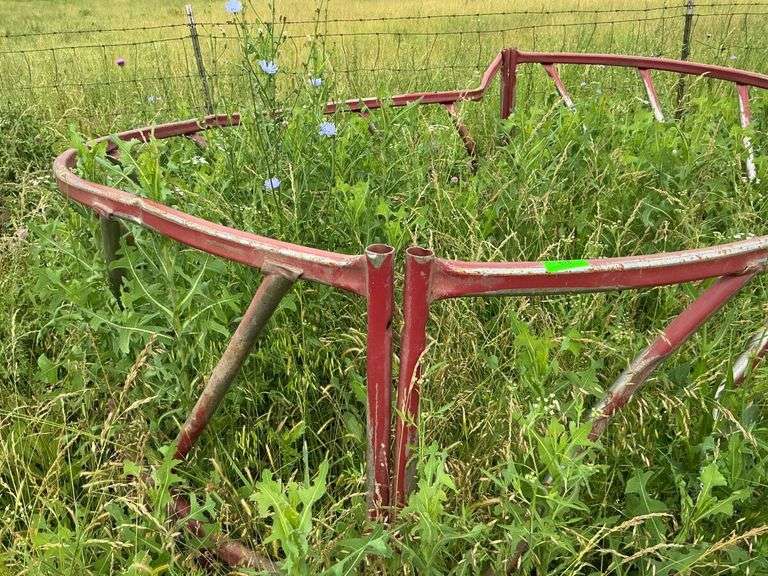 Red Metal Cattle Hay Feeder image