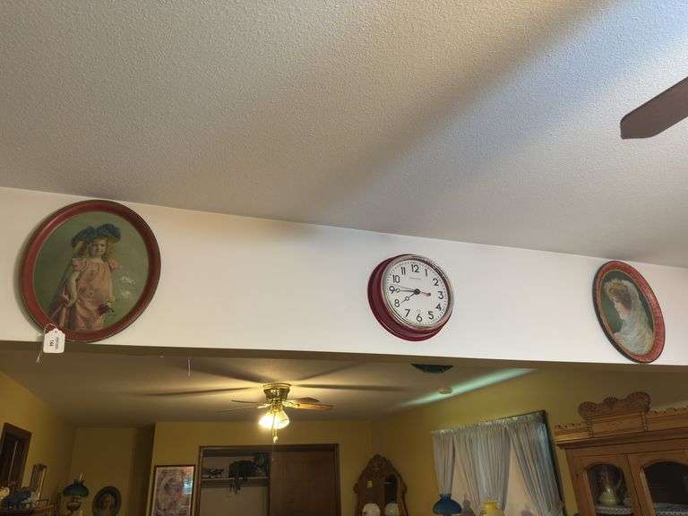 Collection of Two Portrait Trays and Sterling & Noble Clock image
