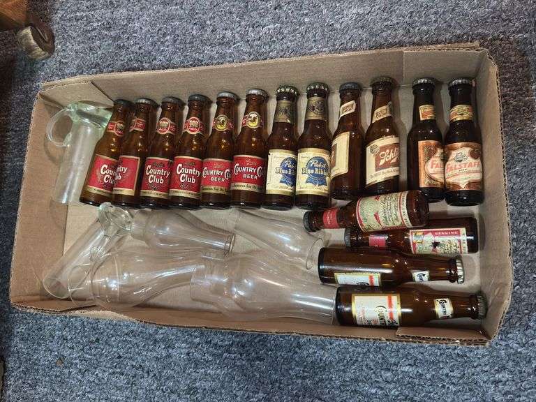 Collectible Miniature Beer Bottles and Glassware Assortment image
