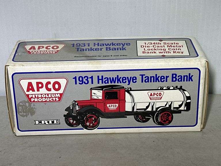 ERT 1931 Hawkeye APCO Tanker Truck Bank - 1/34 Scale Die-Cast Metal image