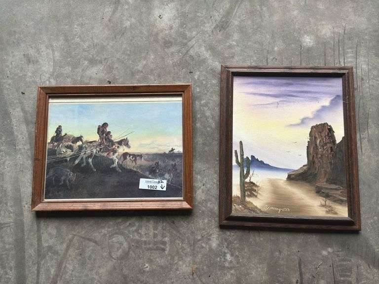 Framed Art: Native American Scene and Desert Landscape image