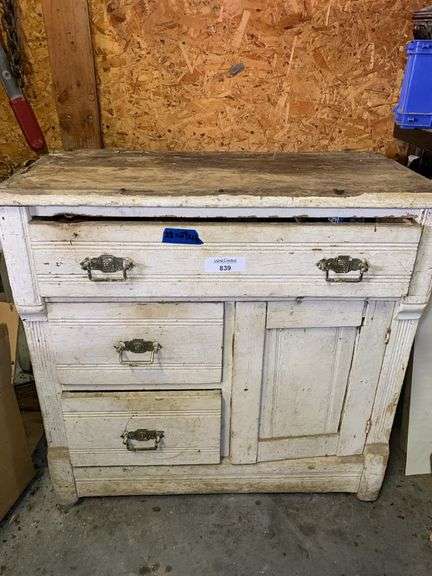 Small White Wooden Cabinet with Drawers and Door image