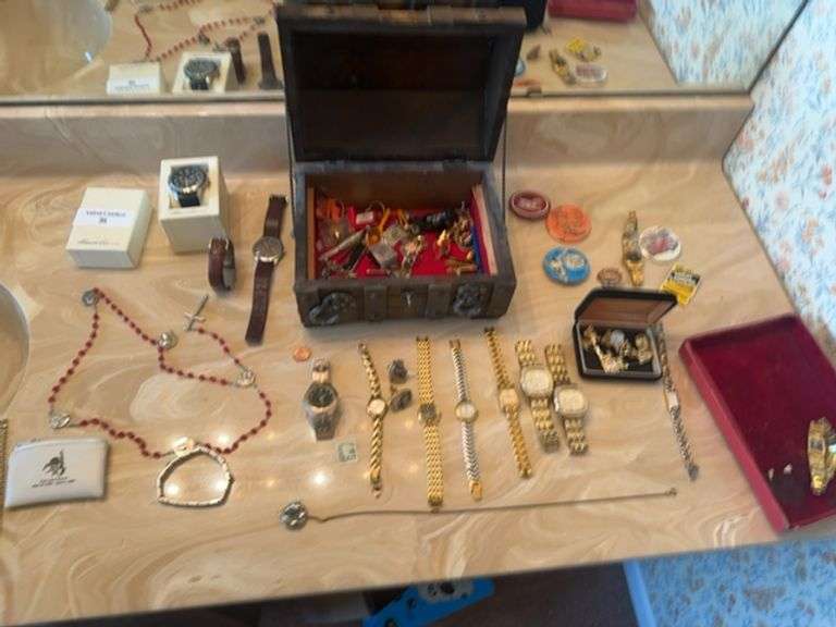 Mixed Lot of Assorted Watches, Pins, and Accessories image