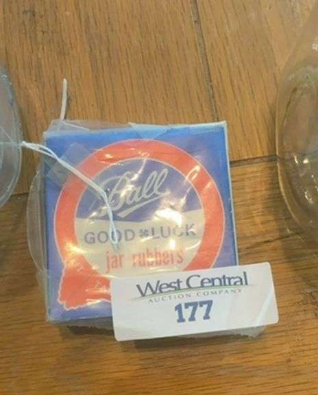 Lot of Ball Good Luck Jar Rubbers with Two Glass Storage Jars image