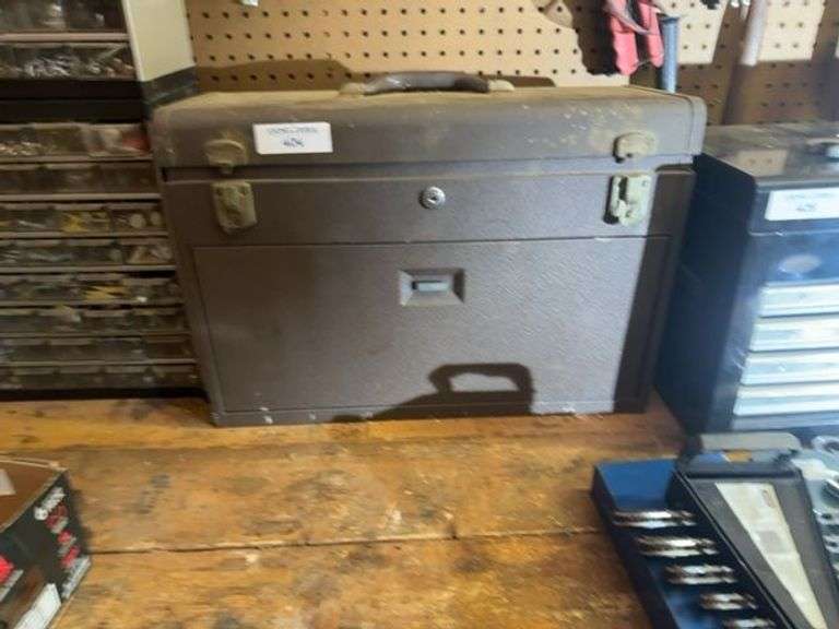 Metal Tool Chest with Assorted Tools image