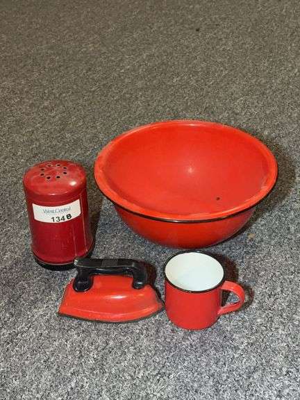 Vintage Red Enamelware Kitchenware Collection image