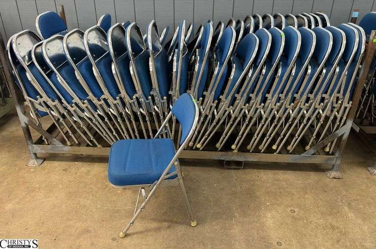 44 Stadium style steel frame chairs on rack 100x39x46 Christys