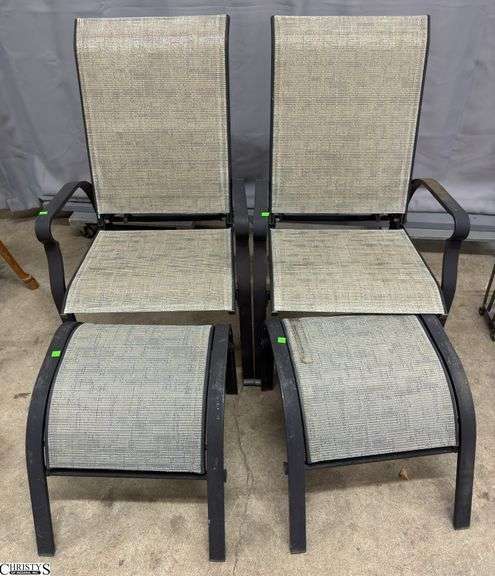2 Patio Chairs and Ottomans, Some Wear and Showing Age image