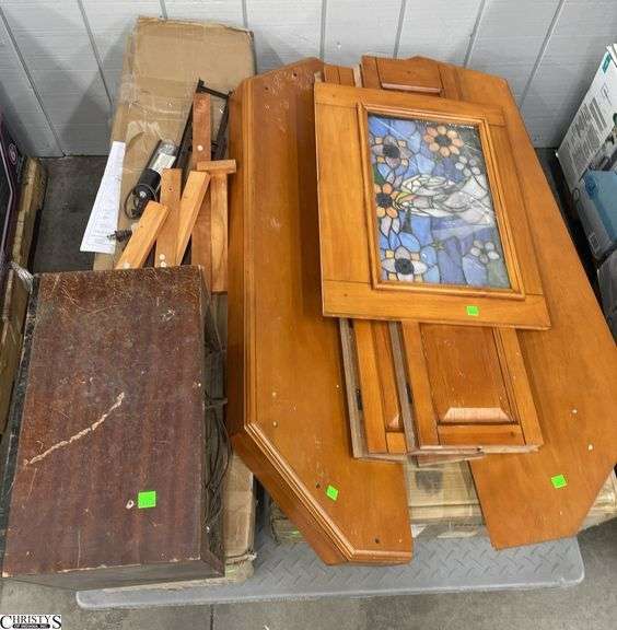 Sparton Radio, Staind Glass, entertainment center, fireplace, skid not included image
