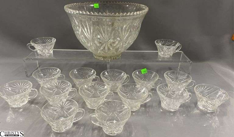 Glass punch bowl with glasses image