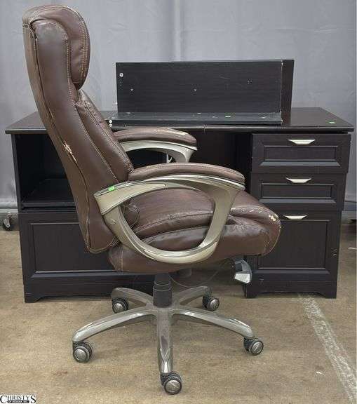 Lazboy Office Chair With Some Damage, Pressboard Desk image