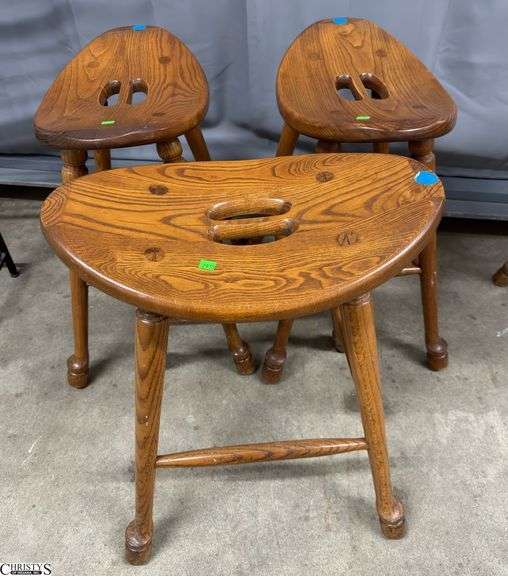 3 Wooden Stools 24" Seat Height image