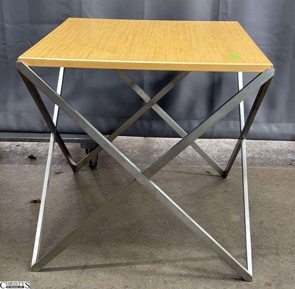 End Table Natural Finish Metal Base 22"x22"x22" image