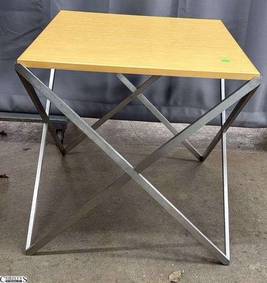 End Table Natural Finish Metal Base 22"x22"x22" image