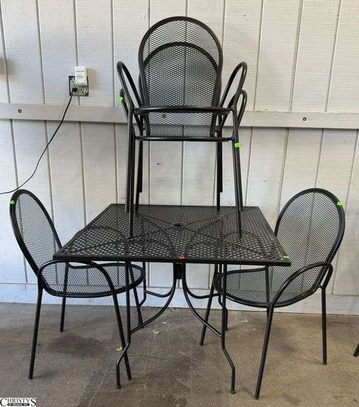 4 Top Metal Patio Table 36x36 with 4 Chairs image