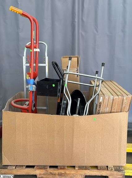 2 Wheel Dolly, Barrel Drum Dolly, Cable Spool Holder, Stool, Redoit Black and Red Staging Boxes, Shoe Covers image