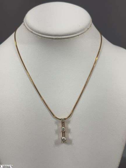 14K Italy Chain (4.5 g) and a Pendant Marked P14K with 3 Graduated CZ Stones image