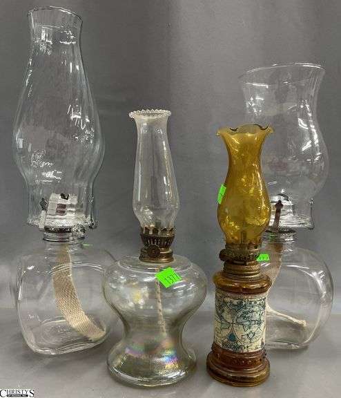 4 oil lamps, largest 10.5" image
