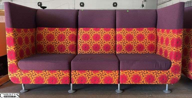 3 Section Waiting Room Sofa With Privacy Height Back, Overall Measures 84.5"x32"x45.5", They Are Bolted Together image