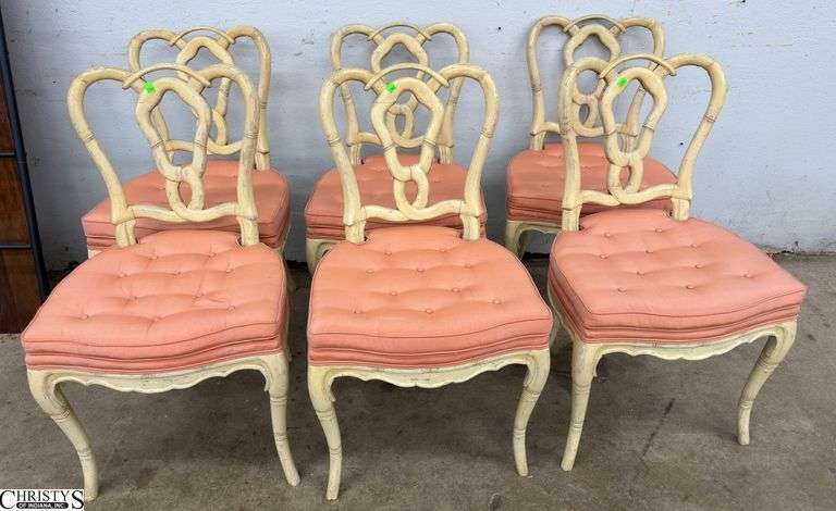 6 Dinning Chairs Some Wear Pick Cloth Seats image