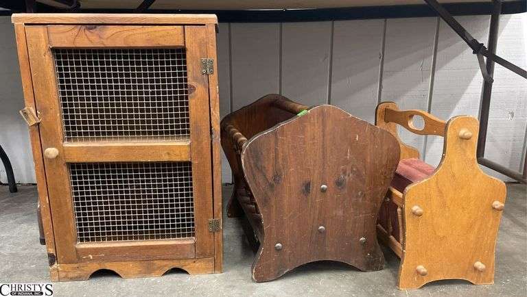 2 tier wooden cabinet, book and magazine holders16x24" image