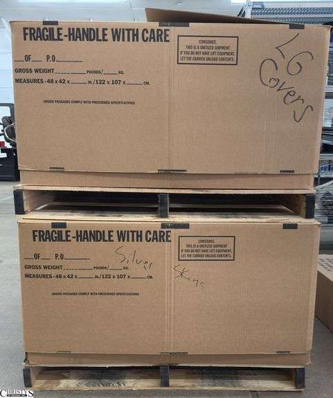 2 Pallets of Silver Skins Thermal Covers Wooden Skids Included image